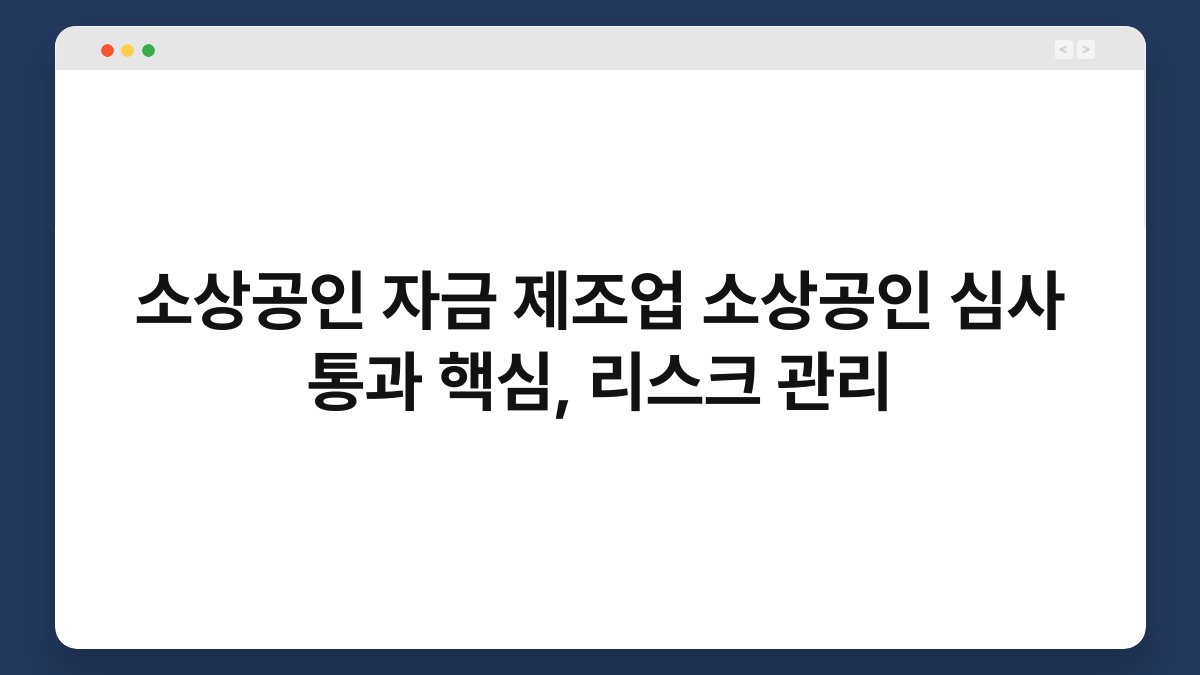 소상공인 자금 제조업 소상공인 심사 통과 핵심, 리스크 관리 1