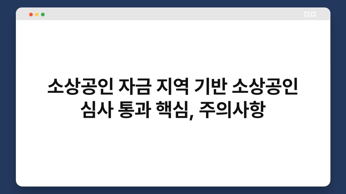 소상공인 자금 지역 기반 소상공인 심사 통과 핵심, 주의사항 1