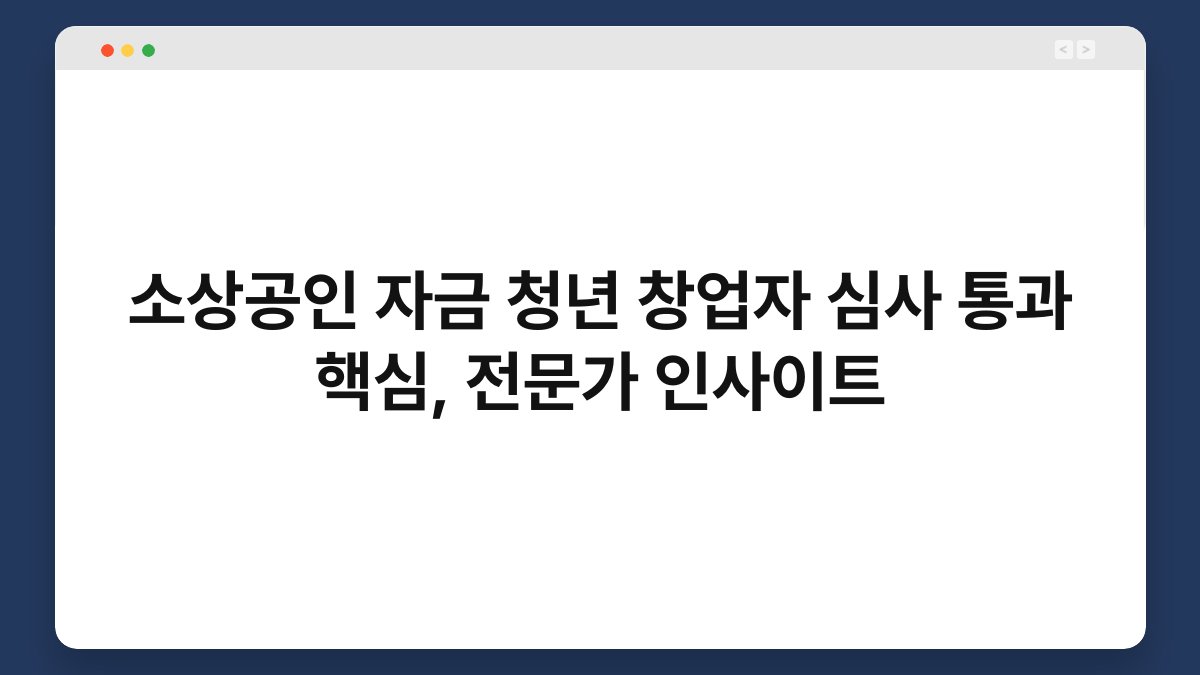 소상공인 자금 청년 창업자 심사 통과 핵심, 전문가 인사이트 1
