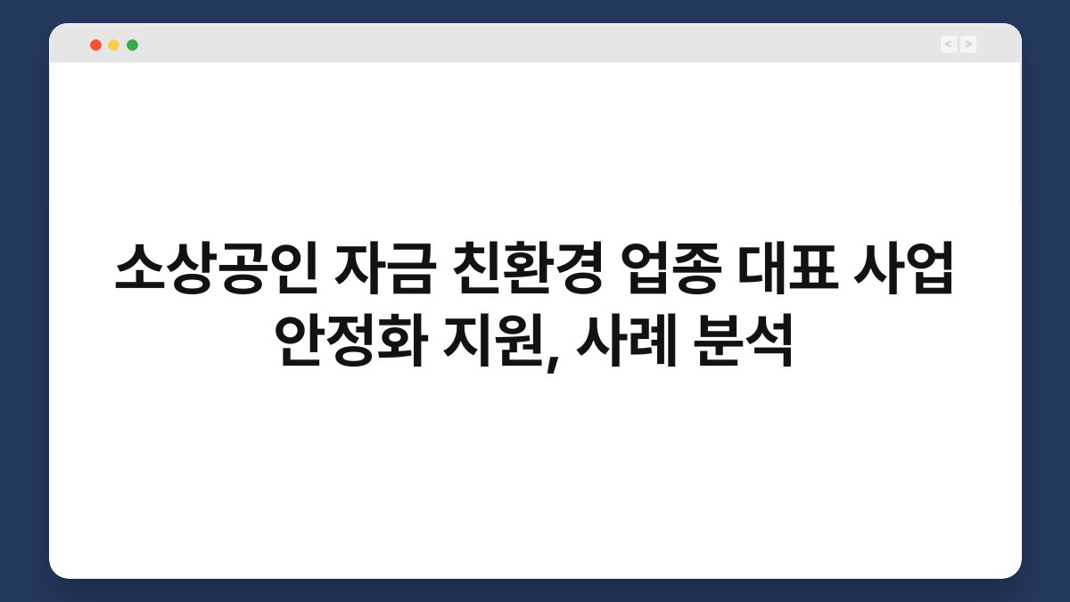 소상공인 자금 친환경 업종 대표 사업 안정화 지원, 사례 분석 1
