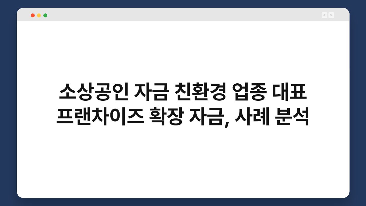 소상공인 자금 친환경 업종 대표 프랜차이즈 확장 자금, 사례 분석 1