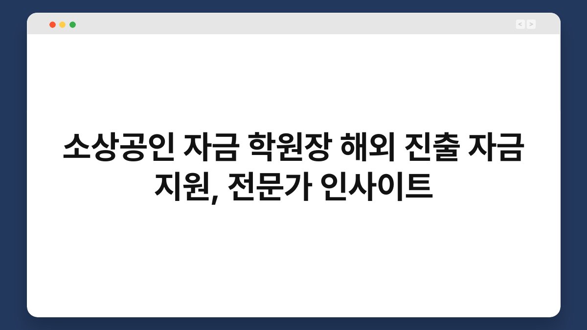 소상공인 자금 학원장 해외 진출 자금 지원, 전문가 인사이트 1