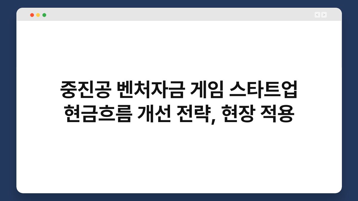 중진공 벤처자금 게임 스타트업 현금흐름 개선 전략, 현장 적용 1