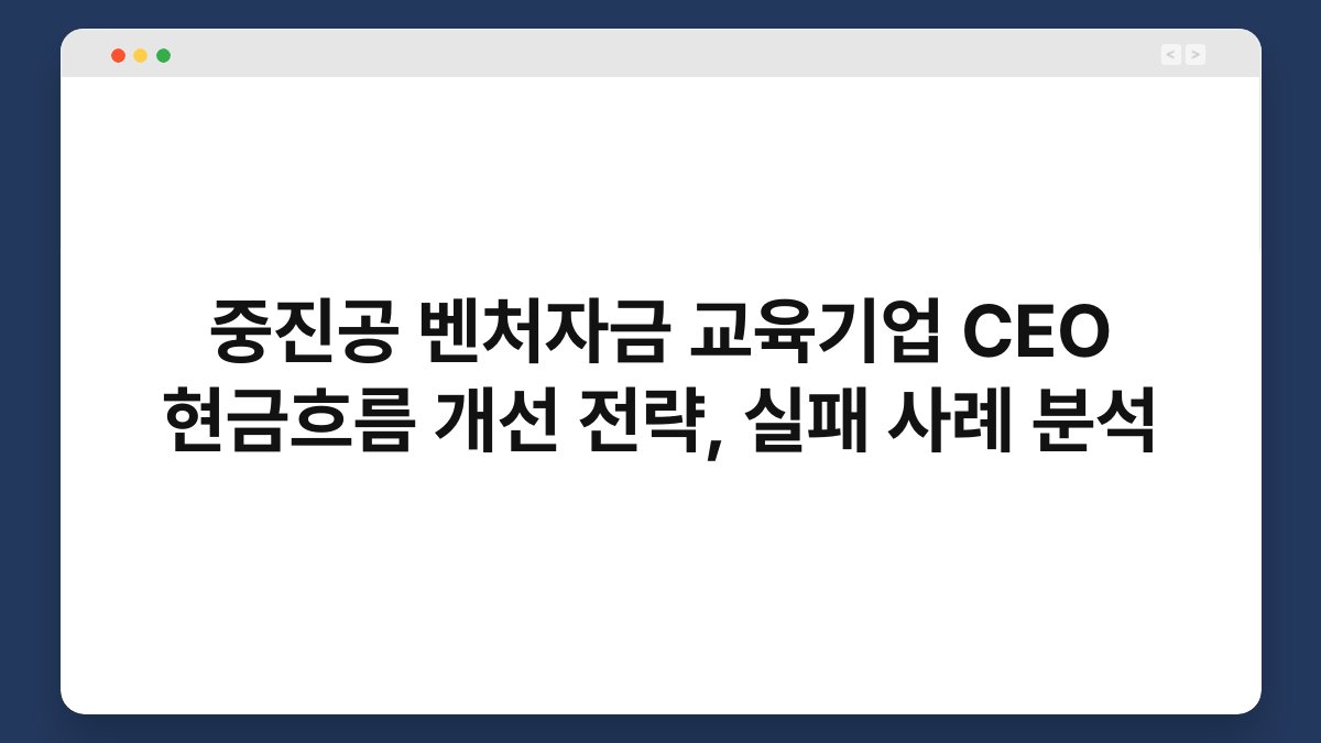중진공 벤처자금 교육기업 CEO 현금흐름 개선 전략, 실패 사례 분석 1