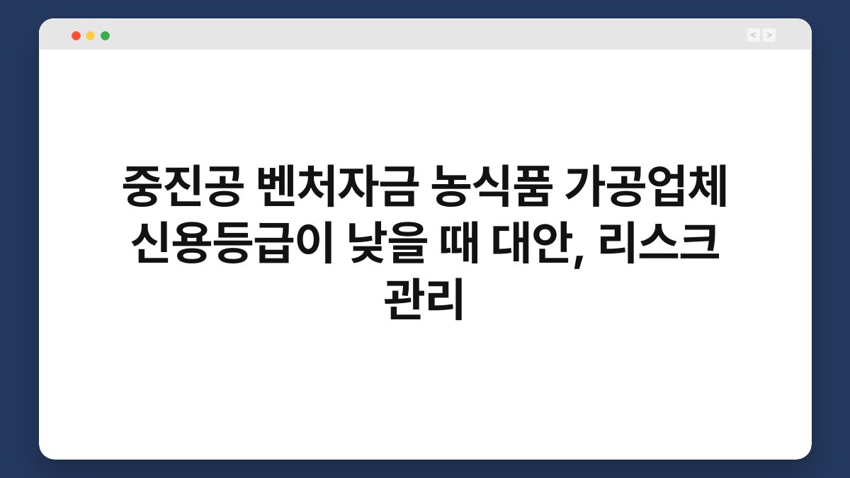 중진공 벤처자금 농식품 가공업체 신용등급이 낮을 때 대안, 리스크 관리 1