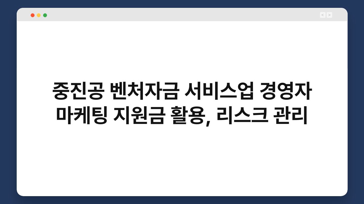 중진공 벤처자금 서비스업 경영자 마케팅 지원금 활용, 리스크 관리 1