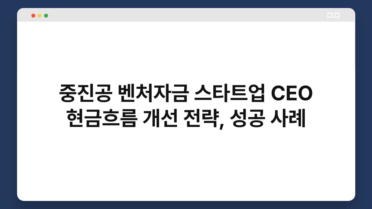 중진공 벤처자금 스타트업 CEO 현금흐름 개선 전략, 성공 사례 1