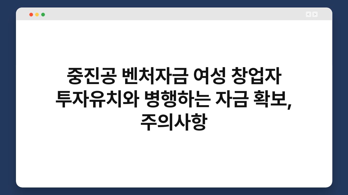 중진공 벤처자금 여성 창업자 투자유치와 병행하는 자금 확보, 주의사항 1