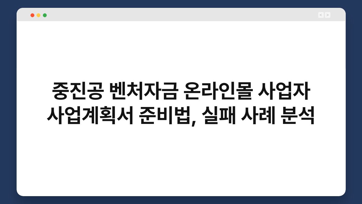 중진공 벤처자금 온라인몰 사업자 사업계획서 준비법, 실패 사례 분석 1