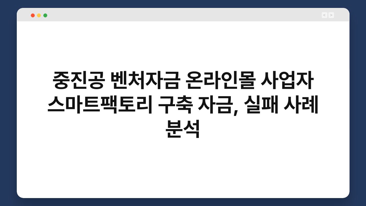 중진공 벤처자금 온라인몰 사업자 스마트팩토리 구축 자금, 실패 사례 분석 1