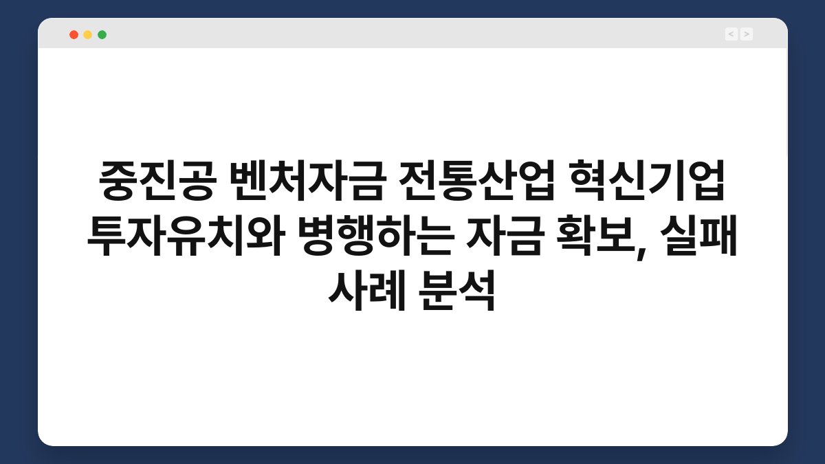 중진공 벤처자금 전통산업 혁신기업 투자유치와 병행하는 자금 확보, 실패 사례 분석 1