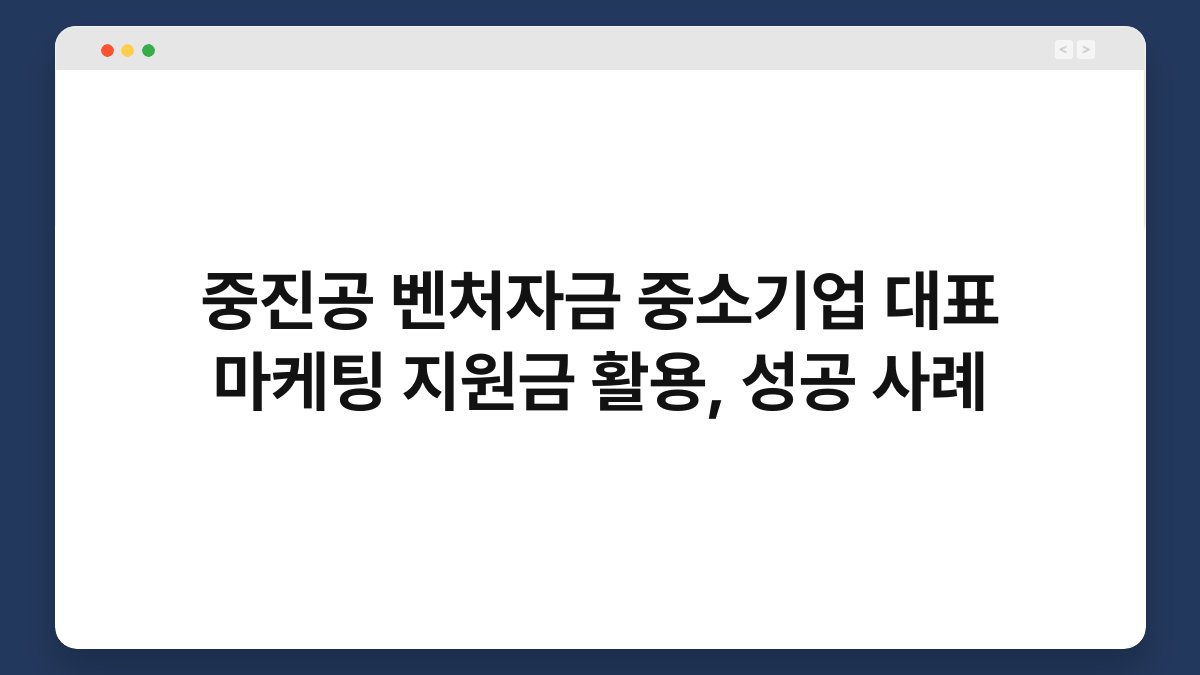중진공 벤처자금 중소기업 대표 마케팅 지원금 활용, 성공 사례 1