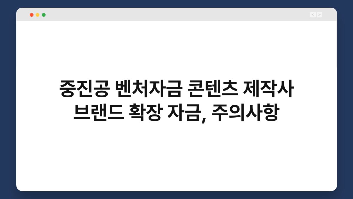 중진공 벤처자금 콘텐츠 제작사 브랜드 확장 자금, 주의사항 1