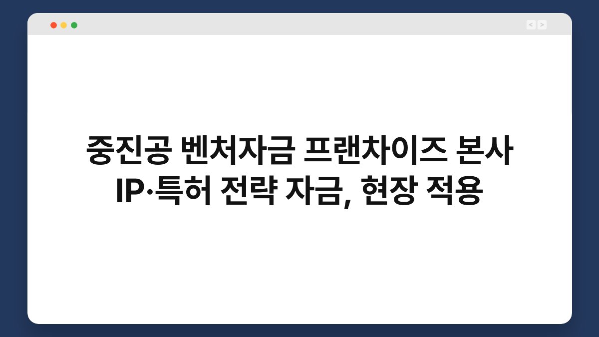중진공 벤처자금 프랜차이즈 본사 IP·특허 전략 자금, 현장 적용 1