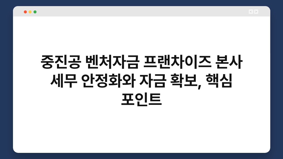중진공 벤처자금 프랜차이즈 본사 세무 안정화와 자금 확보, 핵심 포인트 1