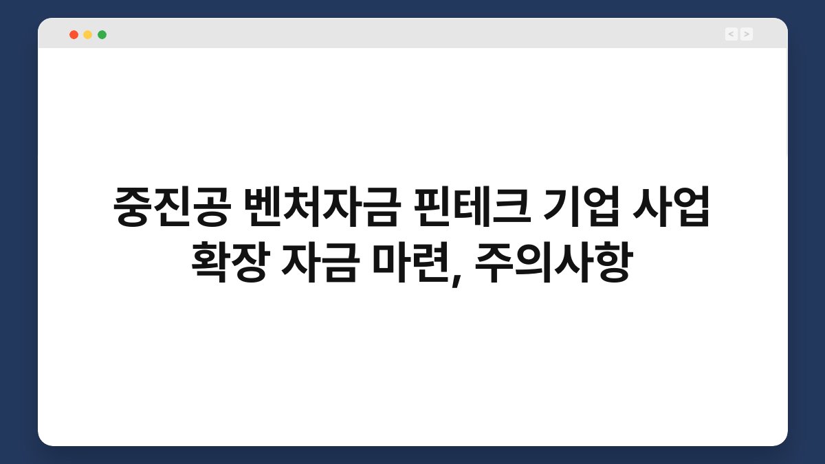 중진공 벤처자금 핀테크 기업 사업 확장 자금 마련, 주의사항 1
