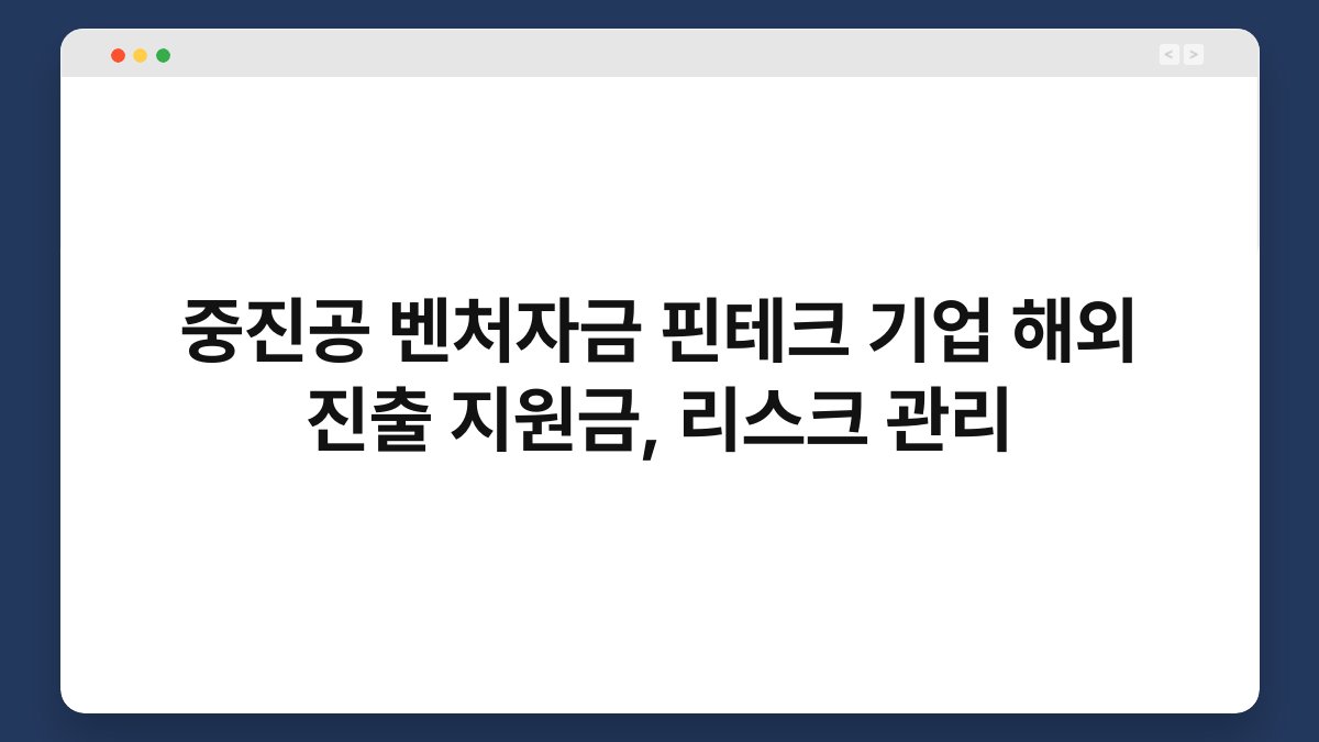 중진공 벤처자금 핀테크 기업 해외 진출 지원금, 리스크 관리 1